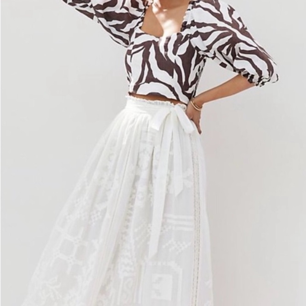 NWT Anthropologie Chic White Maxi Skirt